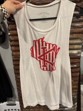 Women's Cream Tank with Red Graphic